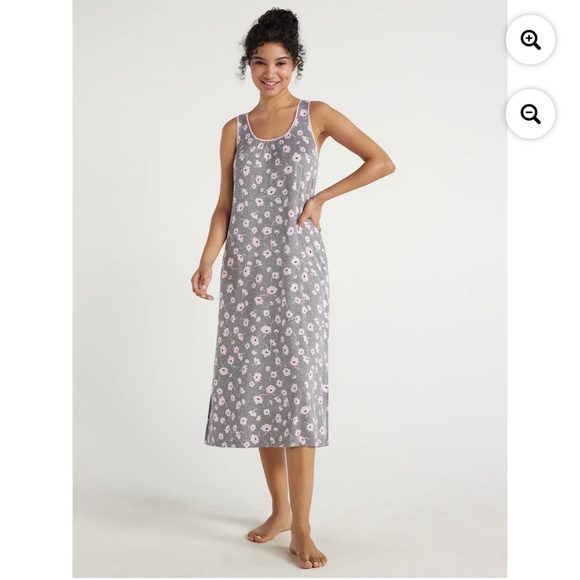Joyspun Women’s Gray Floral Midi Chemise Size 3X NEW - Picture 3 of 10